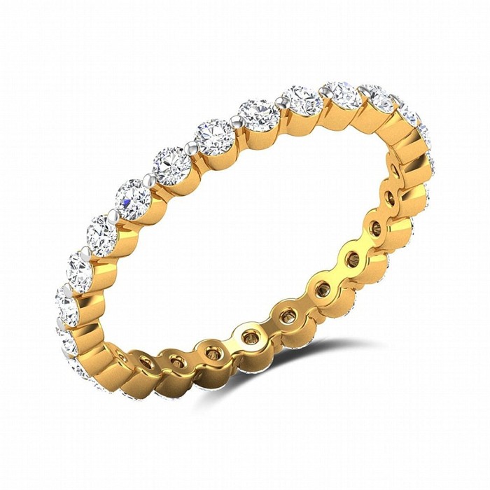  10 Kt Yellow Gold Eternity Band Diamond Ring For Women